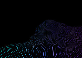 Poster - Technology futuristic landscape. Surface of digital wave. Data flow. Abstract digital wave of particles. Vector