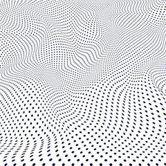 Poster - abstract wave of particles. surface of wave dots. dotted geometric background. vector background