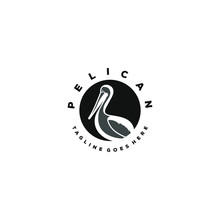 Artistic Stylized Pelican Icon. Pelican Logo Design. Silhouette Of Birds