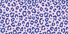 Pink And Blue Leopard Seamless Pattern. Fashion Stylish Vector Texture.