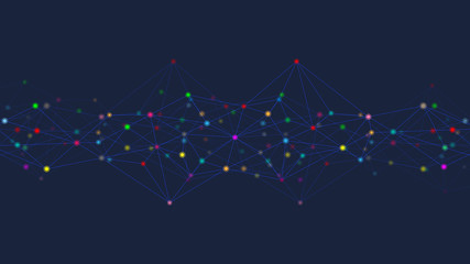 Abstract technology background with connecting dots and lines. Digital technology of global network connection and communication.