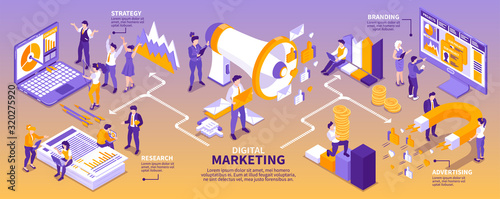 Fotomural Isometric Marketing Strategy Infographics