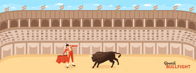 Wall Mural - Isometric Bullfight Arena Composition