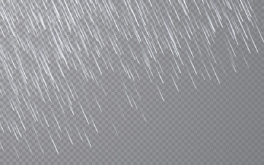 Wall Mural - Rain drops on transparent background. Falling water drops. Nature rainfall. Vector illustration