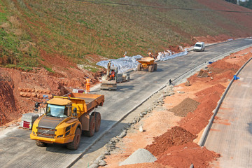 Wall Mural - Dump truck on a road construction site