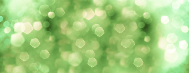 Wall Mural - abstract bokeh background banner - pastel green background with bokeh lights