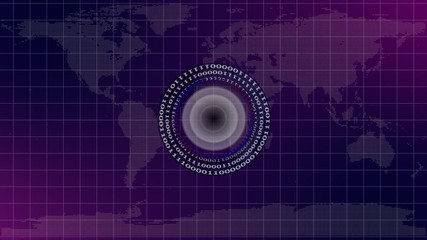 Poster - Motion graphics background in 4K - binary code in abstract speed motion - earth map background with digital data