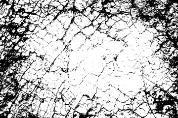 Aufkleber - Cracked ground template. Black and white pattern. Gunge background. Old rough texture.