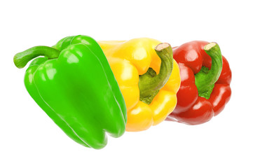 Poster - three colored bell peppers isolated on a white
