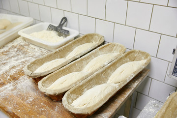 pieces of dough in a row in a bowl, pastries, flour products