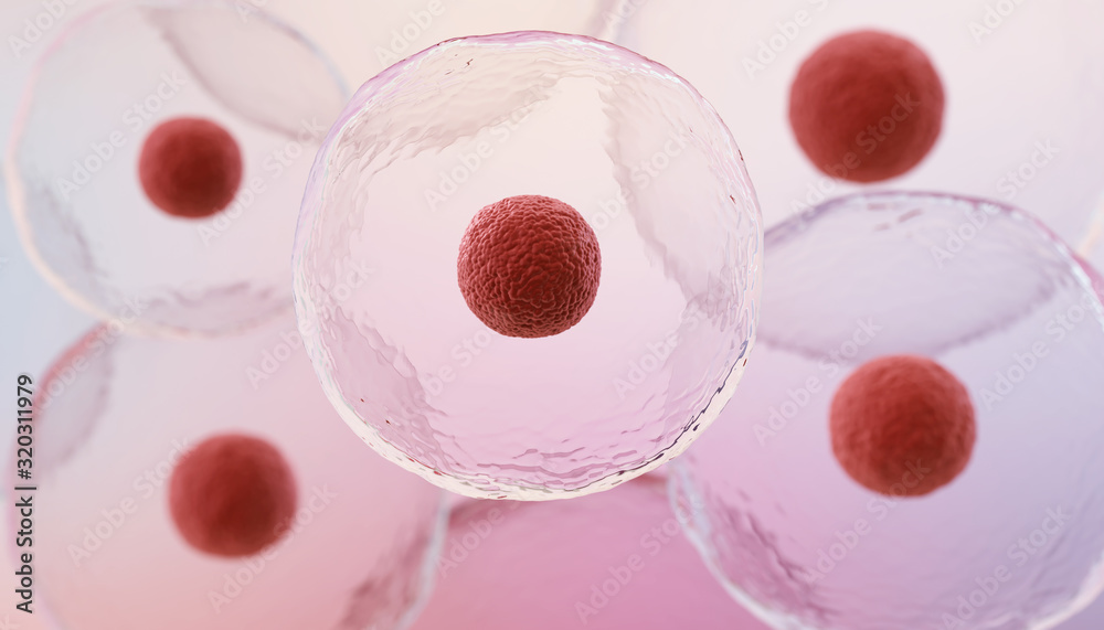 3d illustration of Embryonic stem cells, Cellular therapy background. - obrazy, fototapety, plakaty 