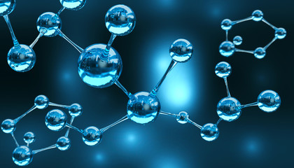 Wall Mural - science background with molecule or atom, abstract structure for science or medical background, 3d i