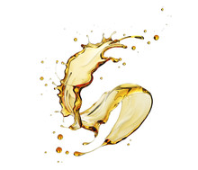 Olive Or Engine Oil Splash Isolated On White Background, 3d Illustration With Clipping Path.
