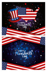 Sticker - happy presidents day with flag and map usa