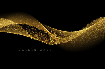 Abstract shiny color gold wave design element