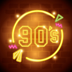 Wall Mural - label nineties sign retro style neon light