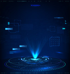 Wall Mural - Futuristic hologram for presentation, vector template for your project! Dark High-tech illustration, 3D abstract hologram with HUD interface. Vector illustration