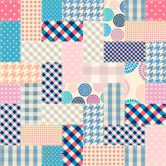 Fototapete - Patchwork textile pattern. Seamless quilting design background.