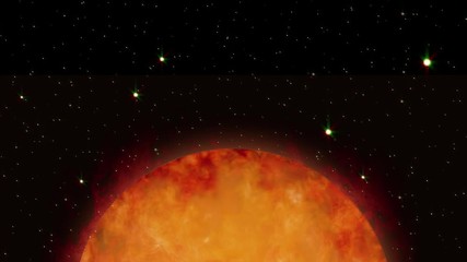 Wall Mural - Sun star in outer space with flames and solar flares - slow movement towards the sun