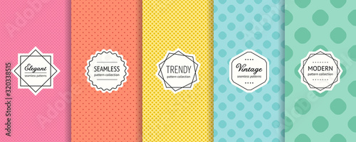 Vector dots seamless patterns collection Tableau sur Toile