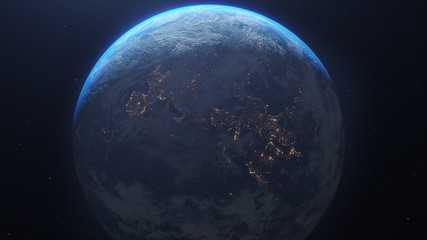 Wall Mural - Planet earth from the space at night. Elements of this image furnished by NASA - 3d illustration.