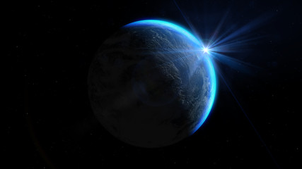 Wall Mural - Rising Sun over Earth. Elements of this image furnished by NASA.