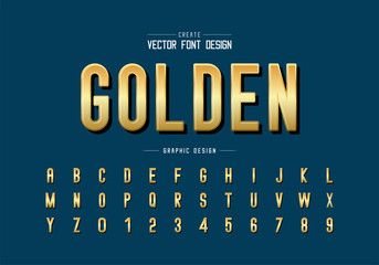 Wall Mural - Gold font and alphabet vector, Golden letter typeface and number design, Graphic text on background