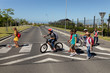 Group of schoolchildren on a pedestrian crossing 