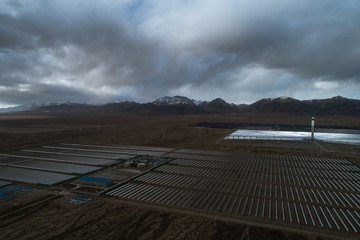 Wall Mural - Aerial view of solar thermal plant