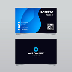 Wall Mural - Modern blue bussines card template. Elegant element composition design with clean concept.