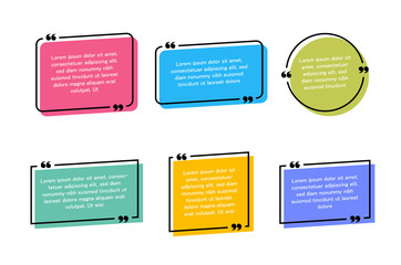 Fototapete - Super set different shape geometric texting boxes. Colored quote box speech bubble. Modern flat style vector illustration