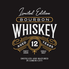 whiskey bourbon label logo emblem. vintage vector illustration.