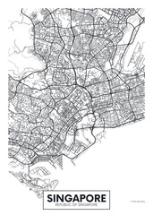 Canvas Print - City map Singapore, travel vector poster design