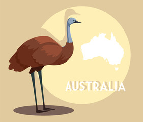 Poster - emu with map of australia in the background