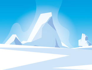 Sticker - arctic landscape with blue sky and iceberg, north pole