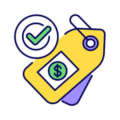 Fair price or trade color line icon. Minimum price paid for certain products imported from developing countries. Pictogram for web page, mobile app, promo. UI UX GUI design element. Editable stroke.