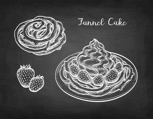 Wall Mural - Chalk sketch of funnel cake.