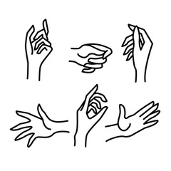 Poster - Woman Hand Sign Black Thin Line Icon Set. Vector