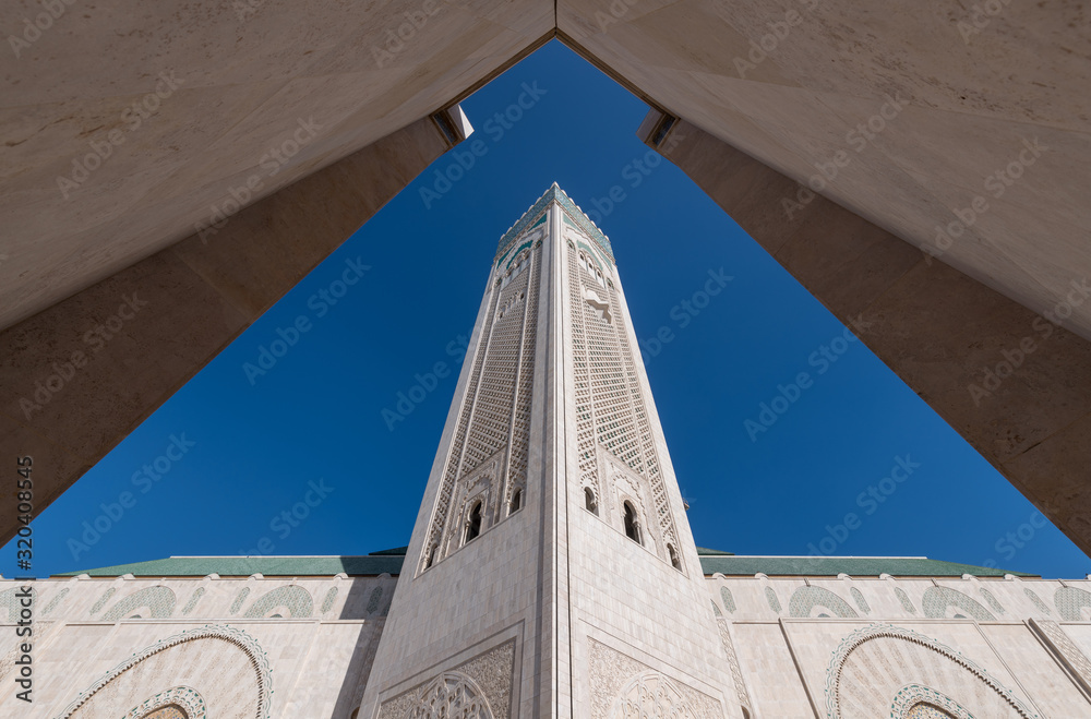 Minaret of the Hassan II mosque in Casablanca, Morocco