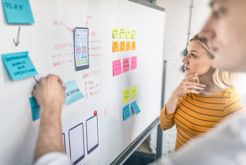 Designers drawing website ux app development.