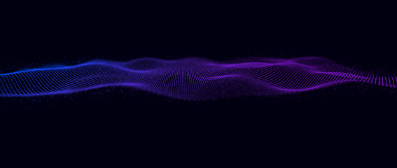 Network connection structure. Futuristic abstract mesh. Wave with the connection of points and lines. Big data.