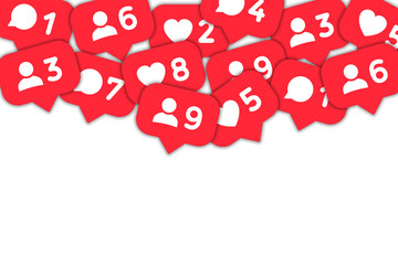 Poster - Follower notification background. Social network signs. Social media comment, like, follower icons. Stories user button sign – stock vector