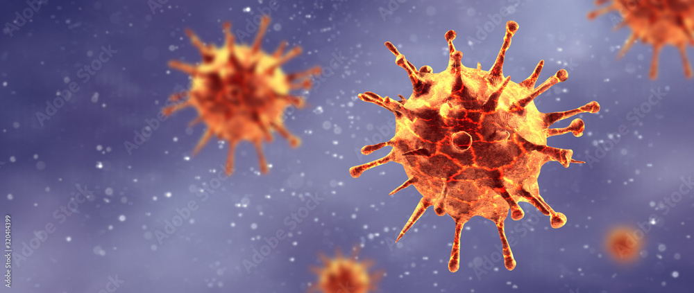 New coronavirus 2019-ncov. 3D medical illustration - obrazy, fototapety, plakaty 