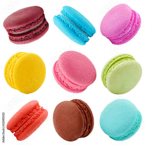 macaroons isolated on white background, clipping path, full depth of field Tableau sur Toile