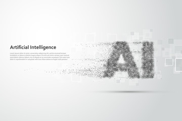 Poster - Artificial Intelligence.Big data learning. Abstract global technology. Futuristic virtual technology background.Vector illustration
