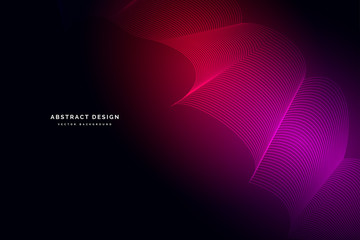 Poster - Colored dynamic waves on a dark background.Geometric abstract background with lines . Vector illustration