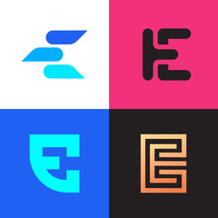 Poster - Letter E logo signs collection vector design.
