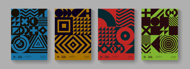 Aufkleber - Cool minimal geometric poster collection vector design.  Trendy pattern.
