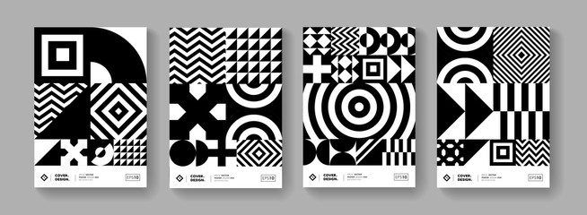 Poster - Cool minimal geometric poster collection vector design.  Trendy pattern.