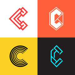 Poster - Collection of C letter logo icon signs vector design.